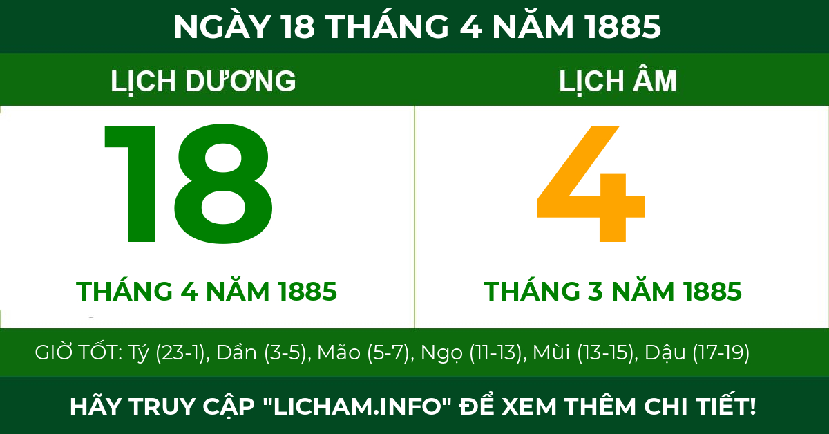 lịch âm ngày 18 tháng 4 năm 1885