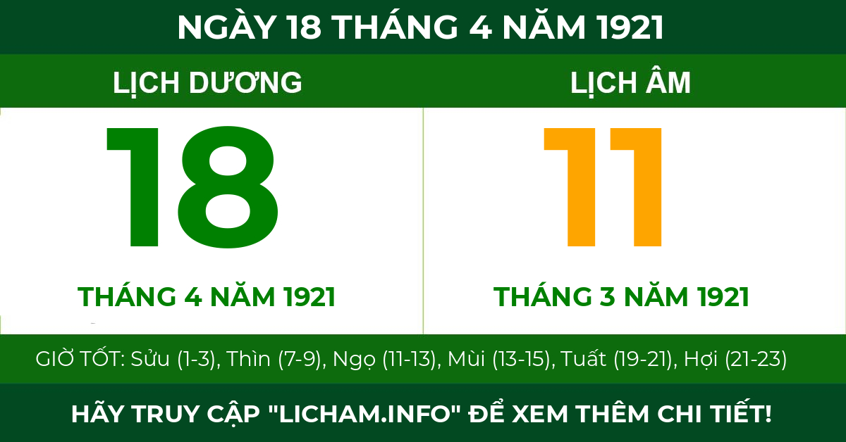 lịch âm ngày 18 tháng 4 năm 1921