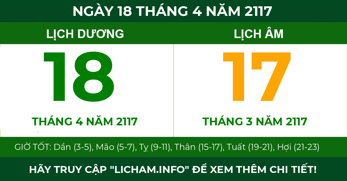 lịch âm ngày 18 tháng 4 năm 2117