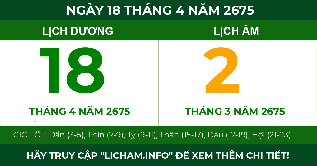 lịch âm ngày 18 tháng 4 năm 2675