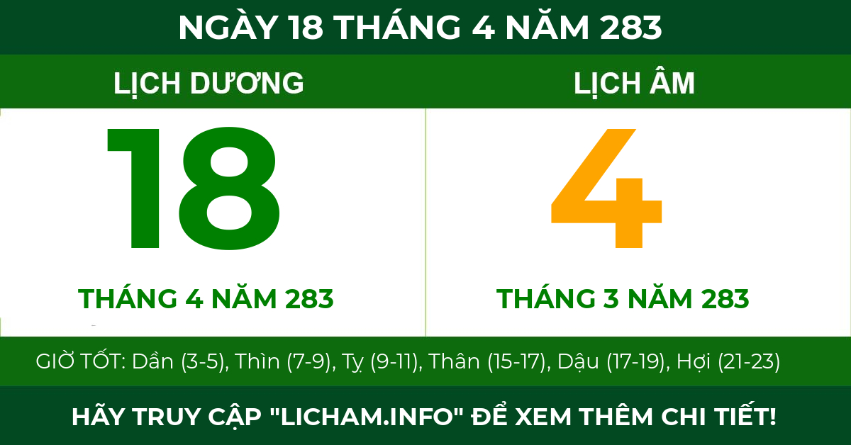 lịch âm ngày 18 tháng 4 năm 283