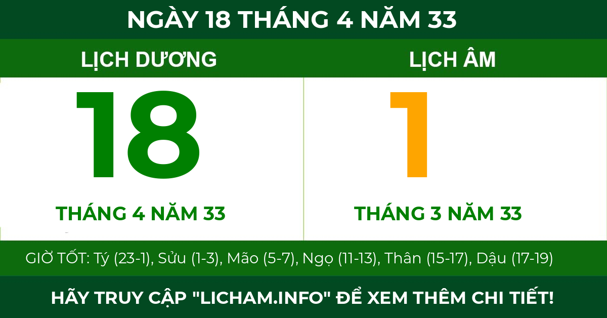 lịch âm ngày 18 tháng 4 năm 33