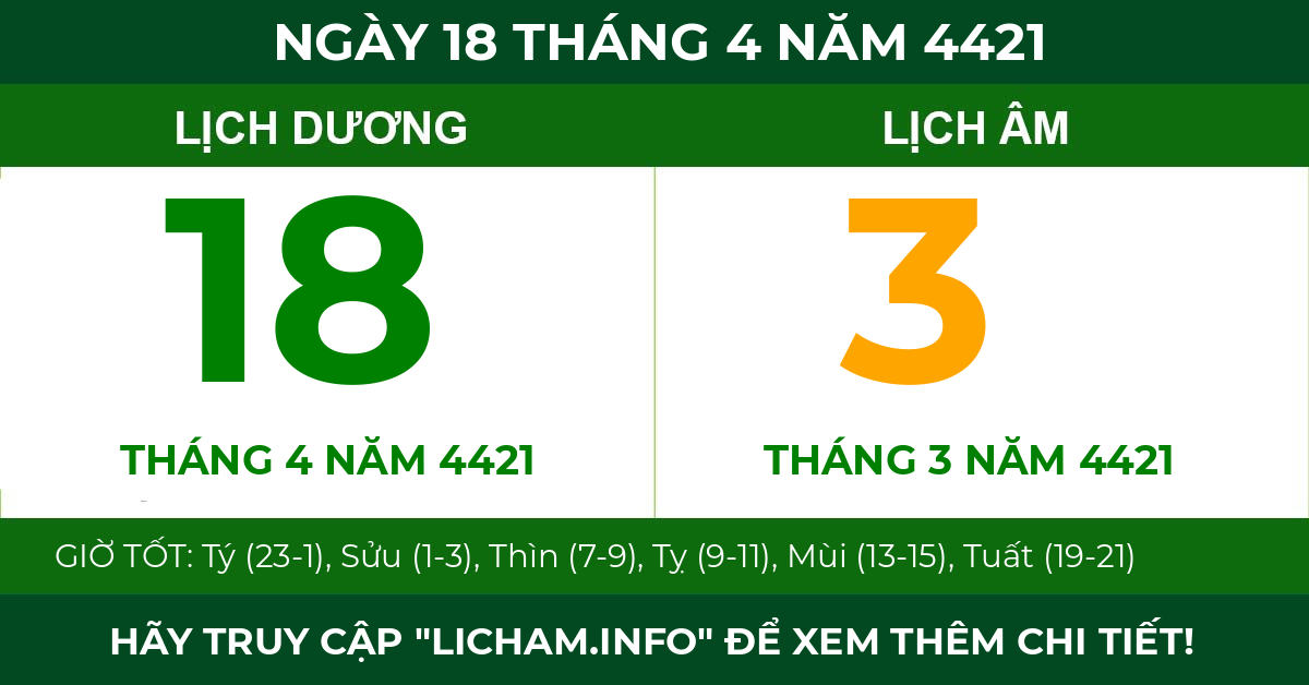 lịch âm ngày 18 tháng 4 năm 4421