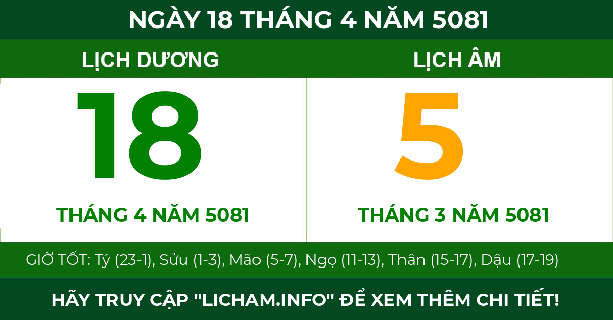 lịch âm ngày 18 tháng 4 năm 5081