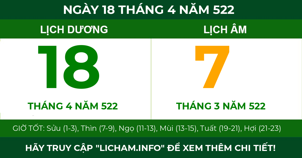 lịch âm ngày 18 tháng 4 năm 522