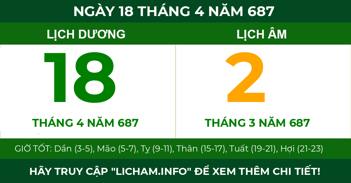 lịch âm ngày 18 tháng 4 năm 687