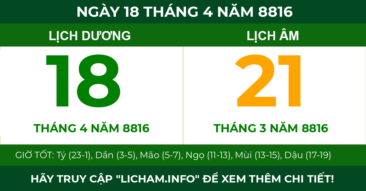 lịch âm ngày 18 tháng 4 năm 8816