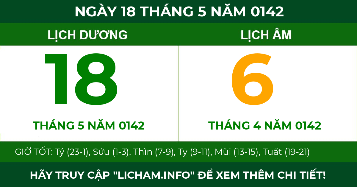lịch âm ngày 18 tháng 5 năm 0142