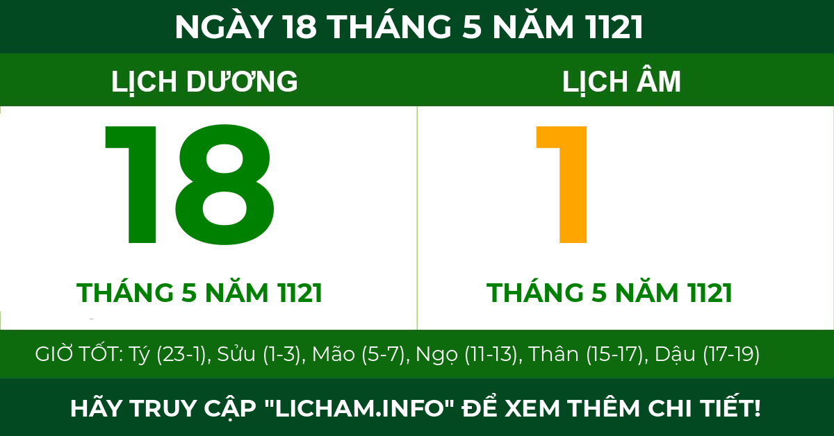 lịch âm ngày 18 tháng 5 năm 1121