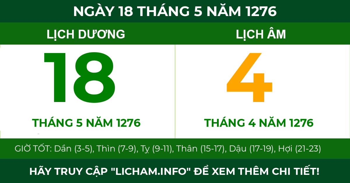 lịch âm ngày 18 tháng 5 năm 1276