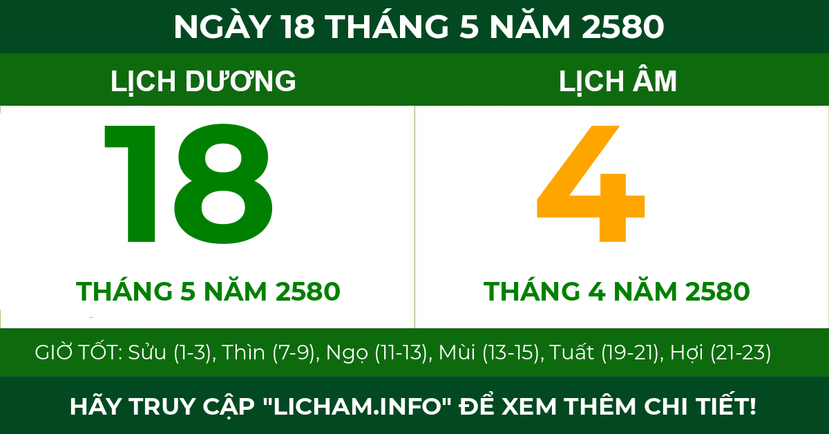 lịch âm ngày 18 tháng 5 năm 2580