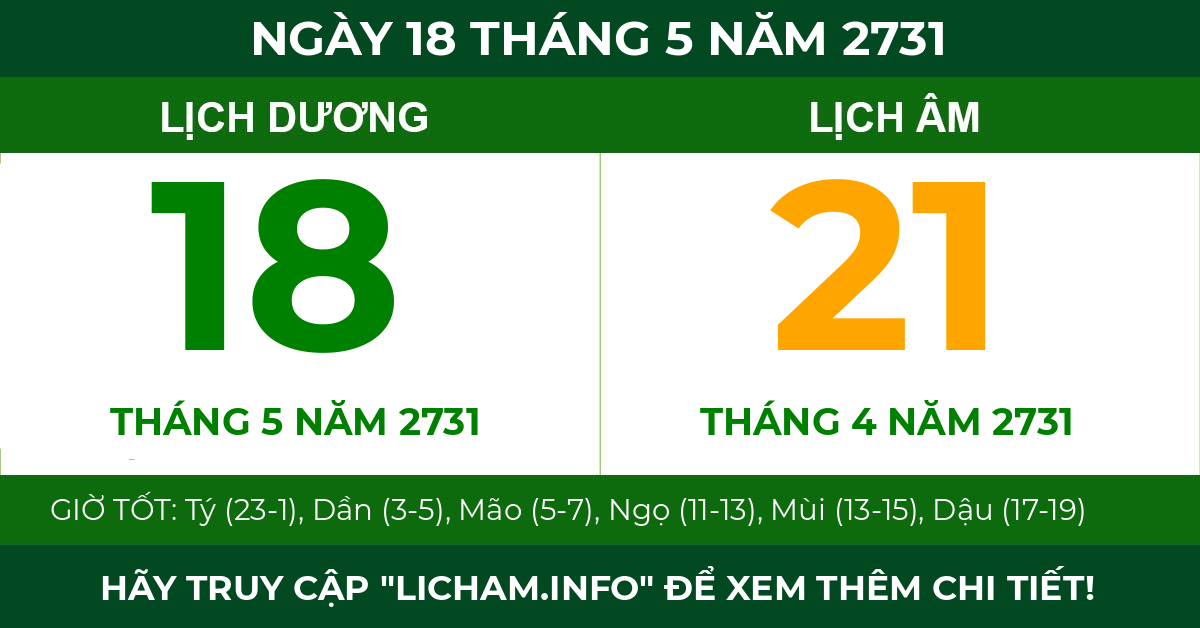 lịch âm ngày 18 tháng 5 năm 2731