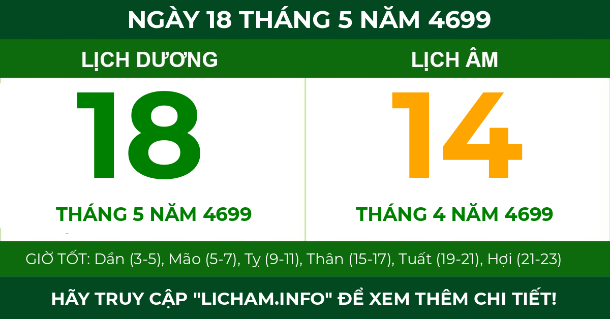 lịch âm ngày 18 tháng 5 năm 4699