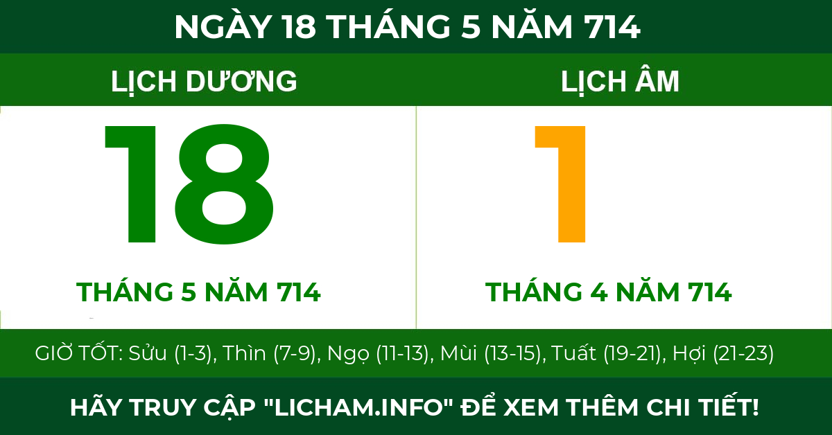 lịch âm ngày 18 tháng 5 năm 714