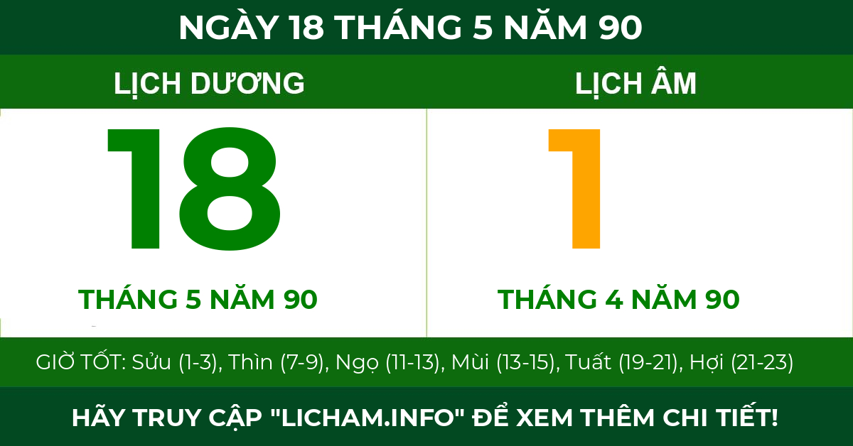 lịch âm ngày 18 tháng 5 năm 90