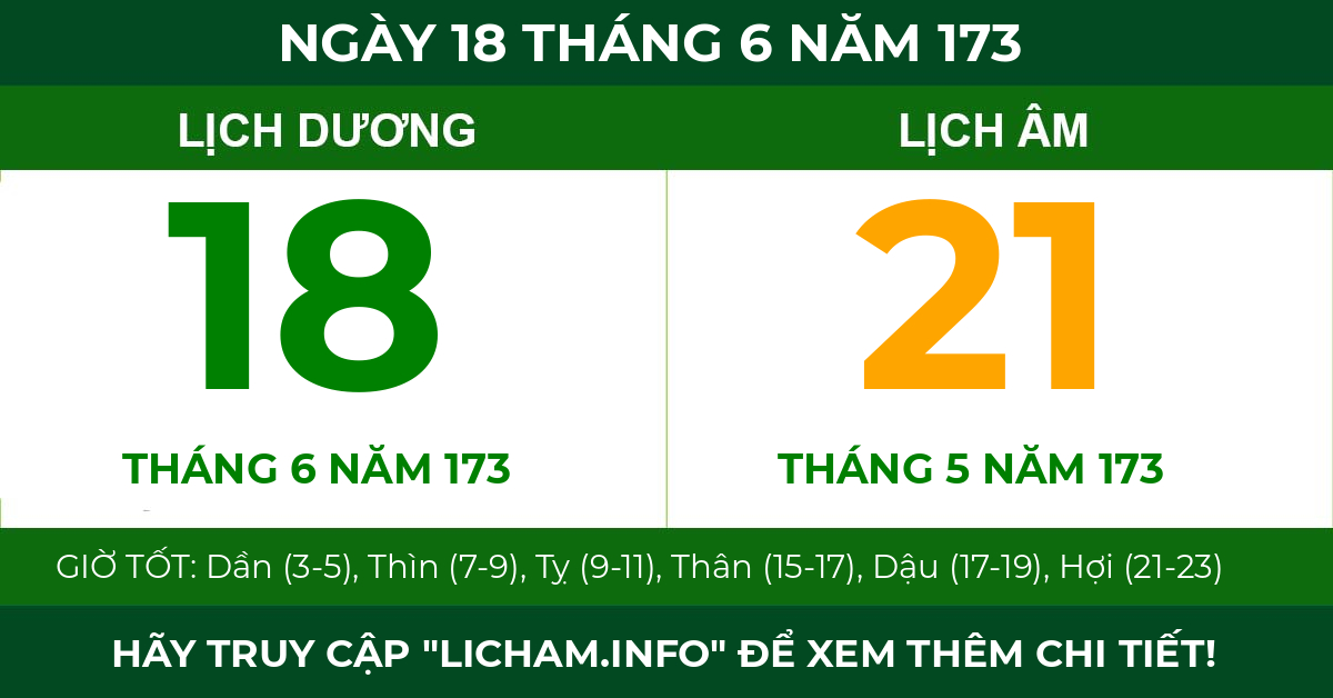 lịch âm ngày 18 tháng 6 năm 173
