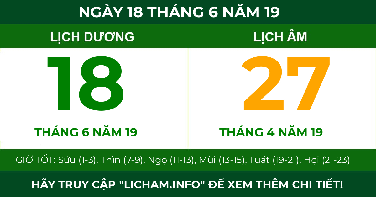 lịch âm ngày 18 tháng 6 năm 19