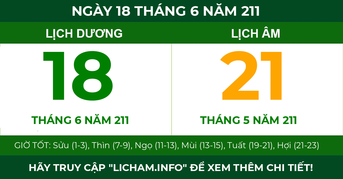 lịch âm ngày 18 tháng 6 năm 211