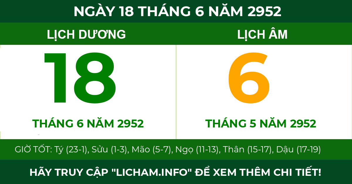 lịch âm ngày 18 tháng 6 năm 2952