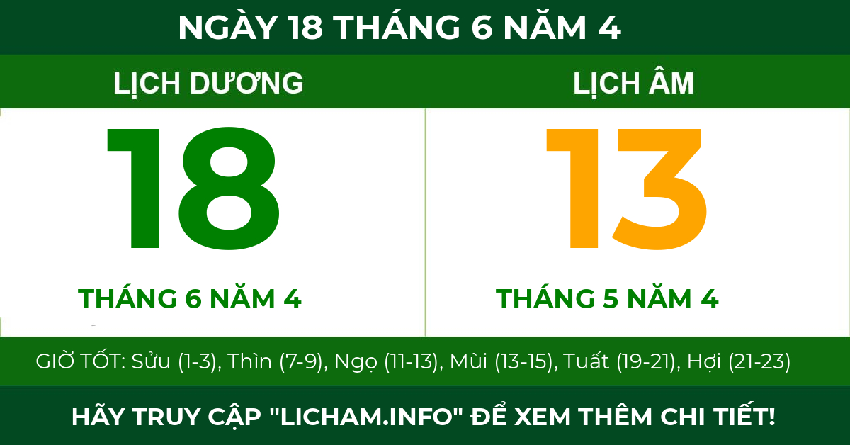 lịch âm ngày 18 tháng 6 năm 4