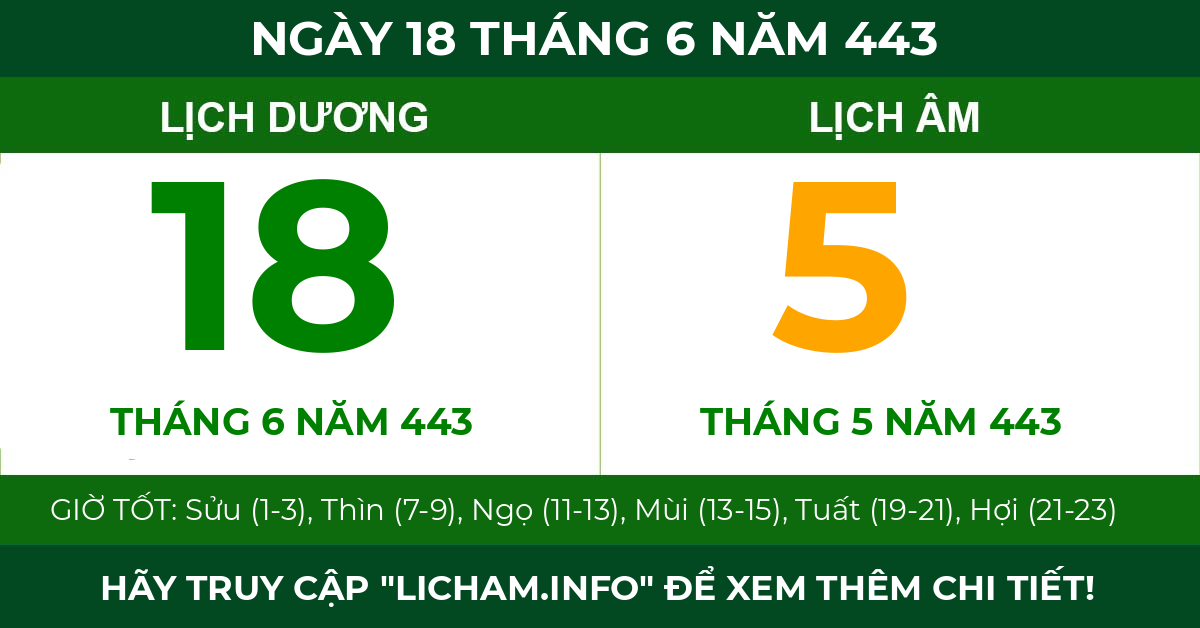 lịch âm ngày 18 tháng 6 năm 443