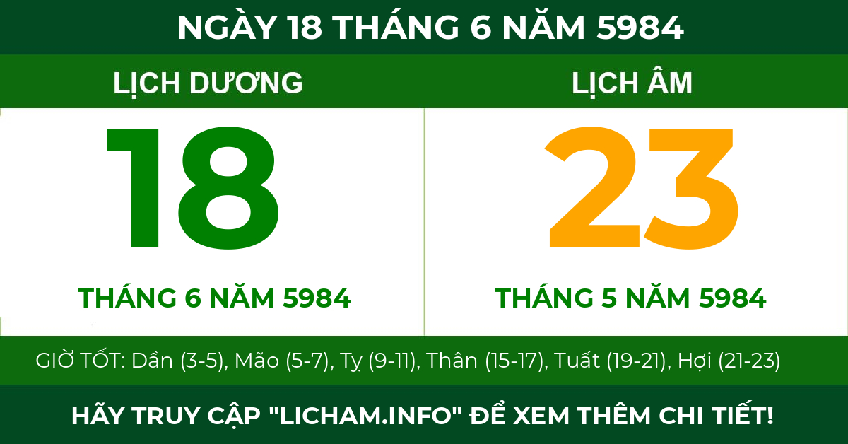 lịch âm ngày 18 tháng 6 năm 5984