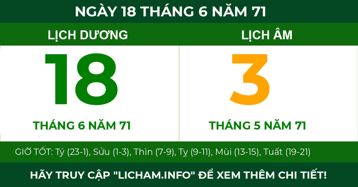 lịch âm ngày 18 tháng 6 năm 71