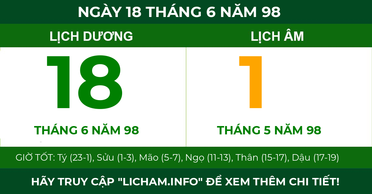 lịch âm ngày 18 tháng 6 năm 98