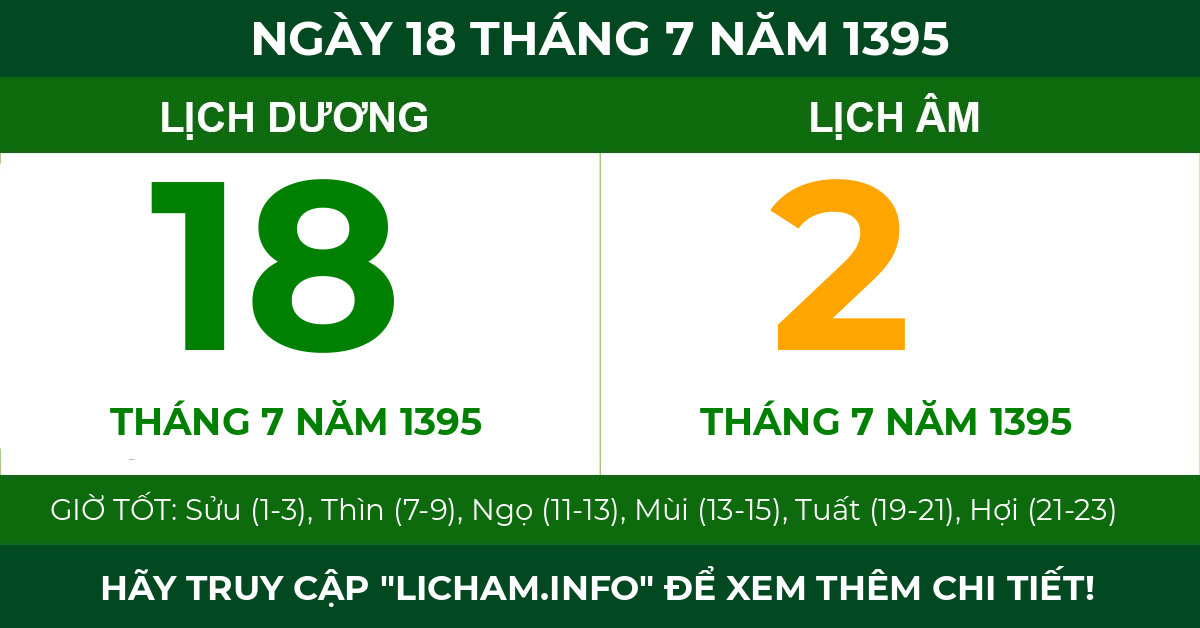 lịch âm ngày 18 tháng 7 năm 1395