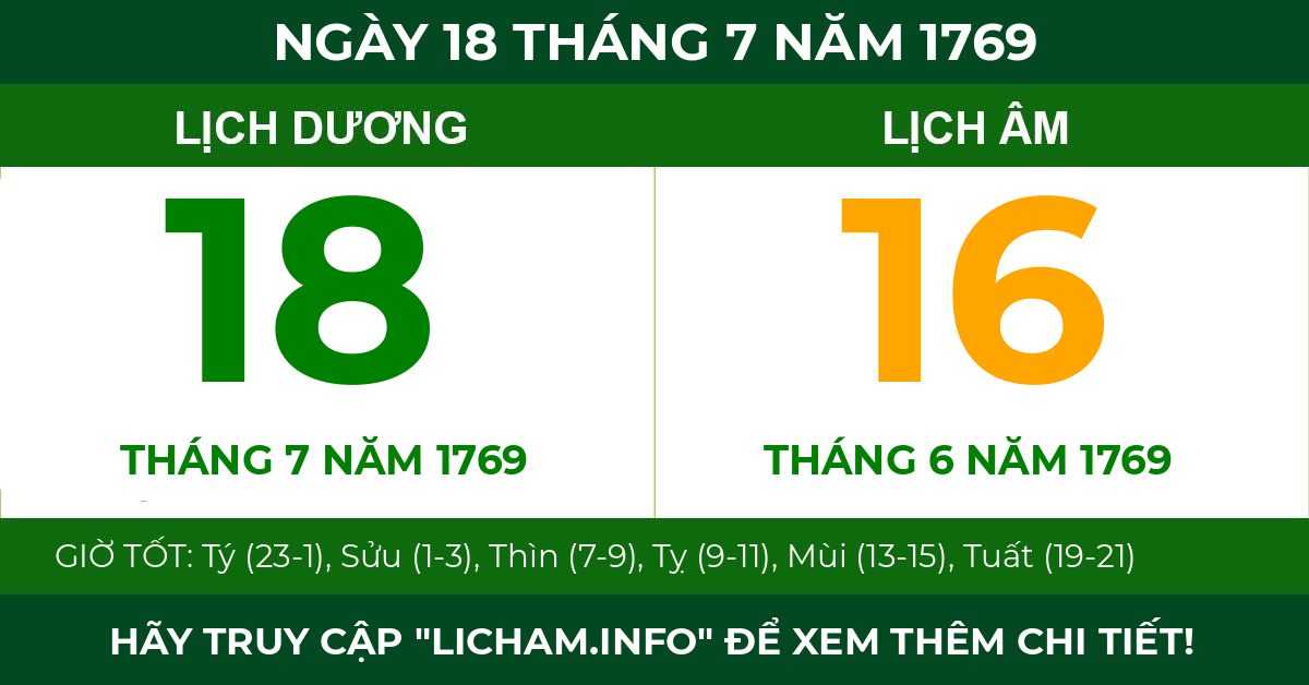 lịch âm ngày 18 tháng 7 năm 1769