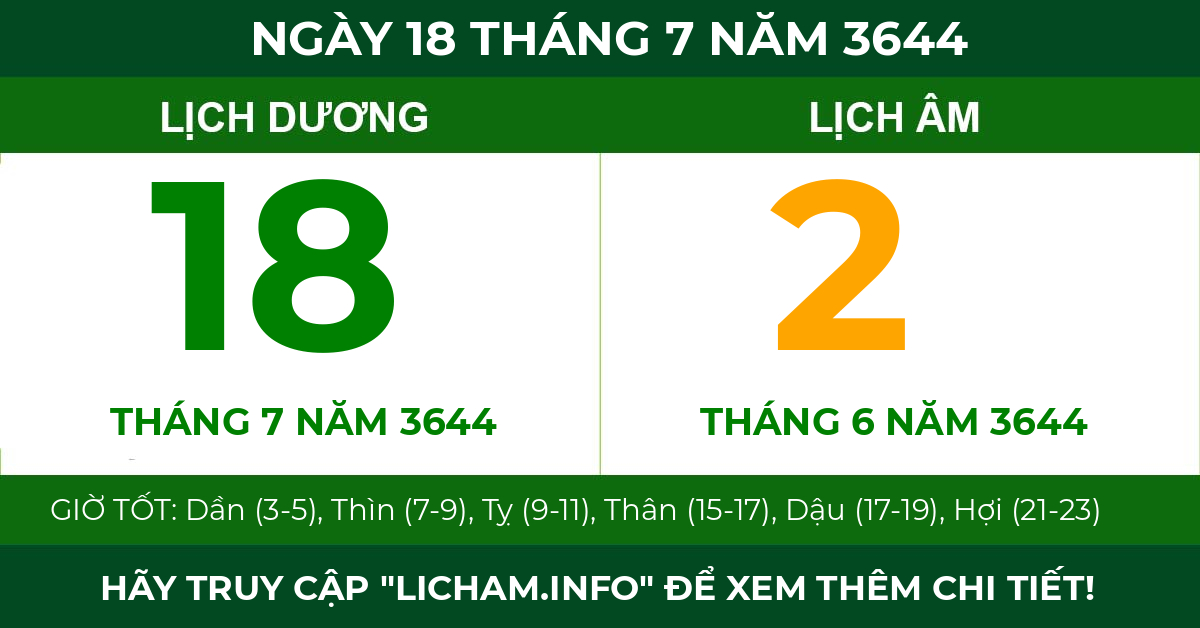 lịch âm ngày 18 tháng 7 năm 3644