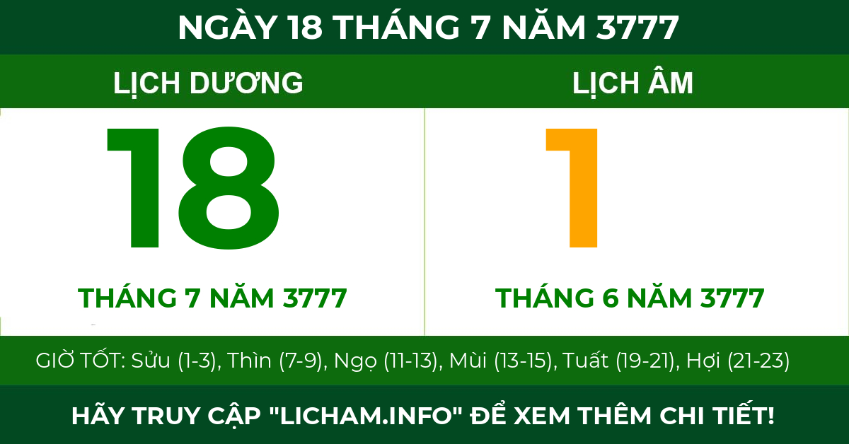 lịch âm ngày 18 tháng 7 năm 3777
