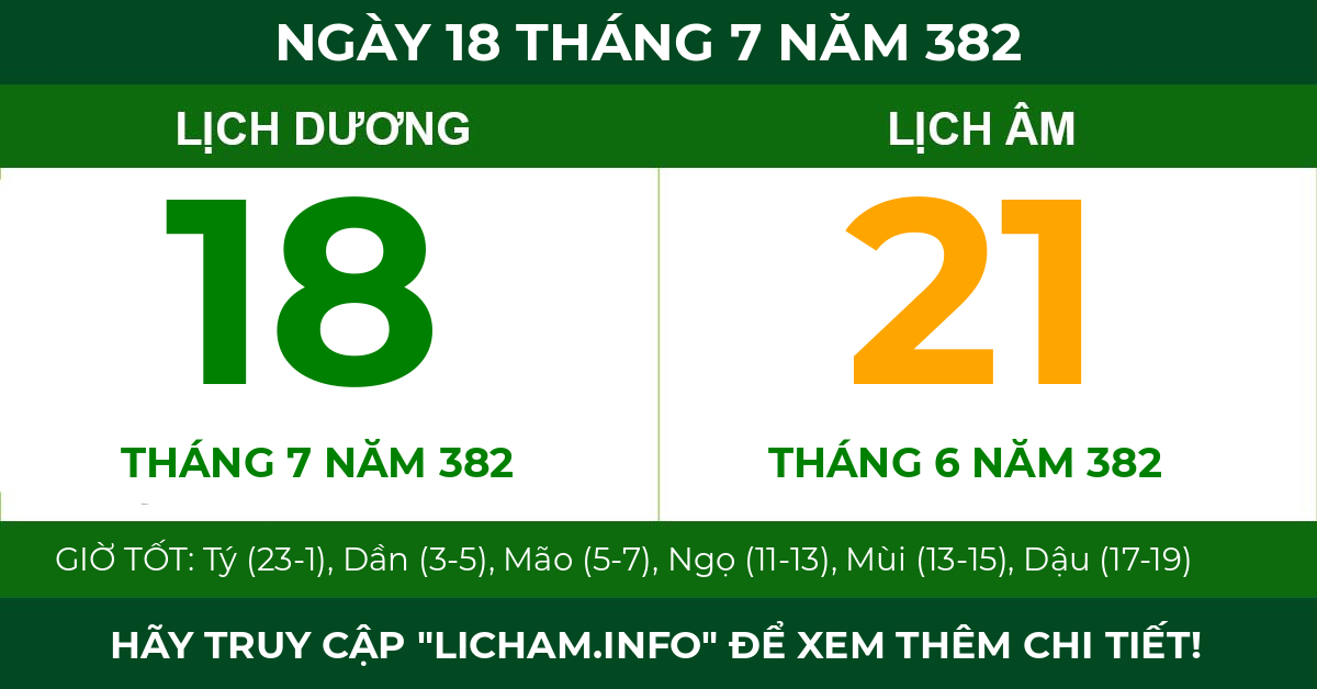 lịch âm ngày 18 tháng 7 năm 382