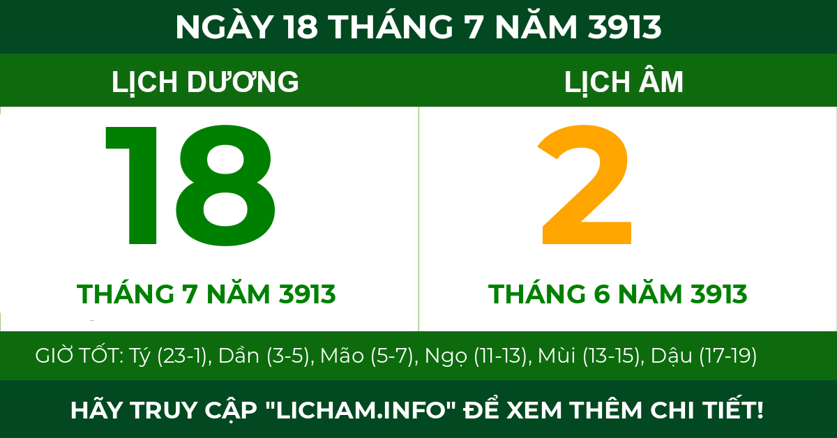 lịch âm ngày 18 tháng 7 năm 3913