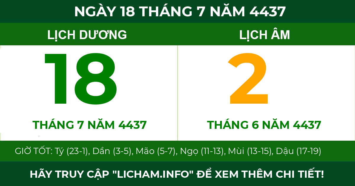 lịch âm ngày 18 tháng 7 năm 4437