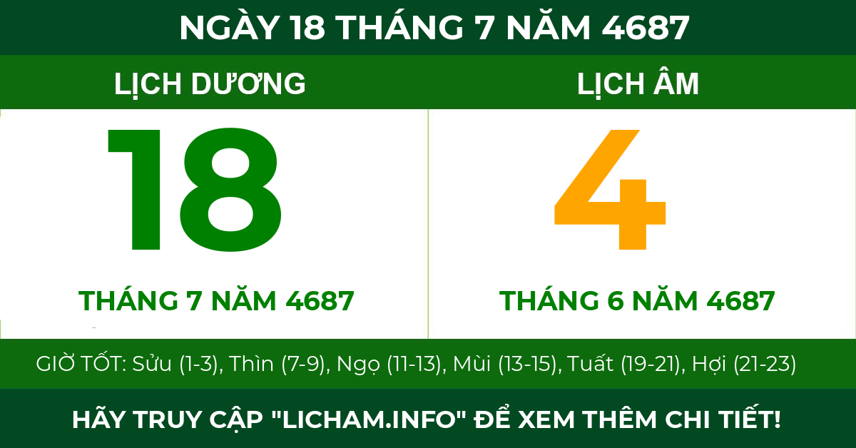 lịch âm ngày 18 tháng 7 năm 4687