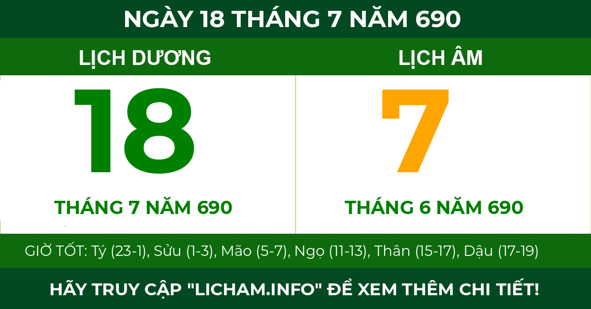 lịch âm ngày 18 tháng 7 năm 690
