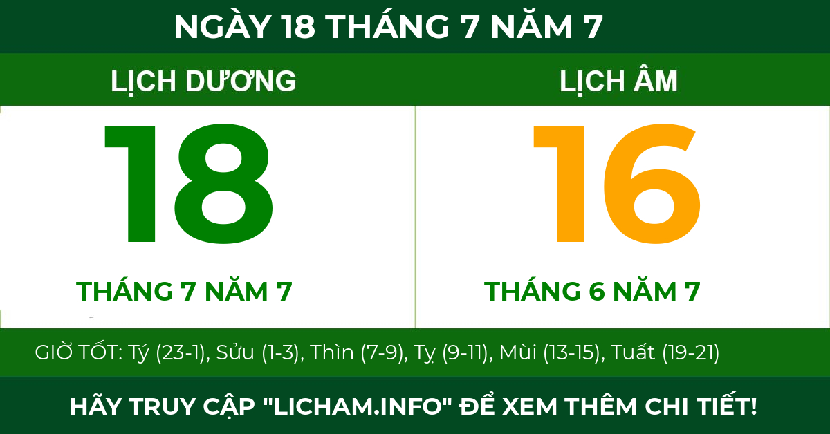 lịch âm ngày 18 tháng 7 năm 7
