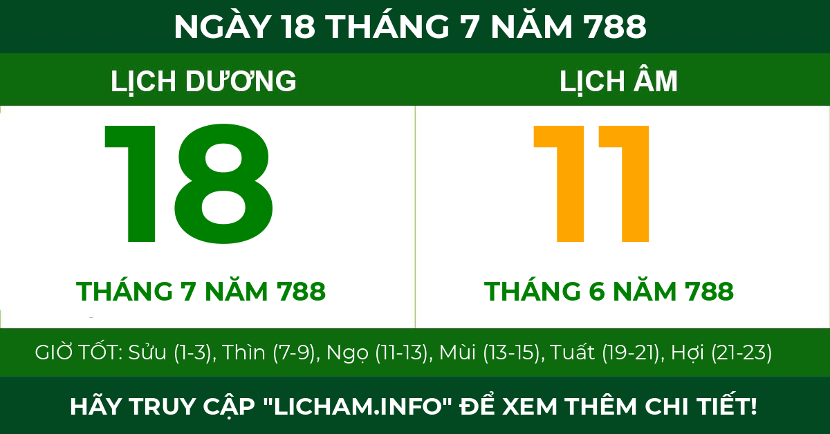lịch âm ngày 18 tháng 7 năm 788