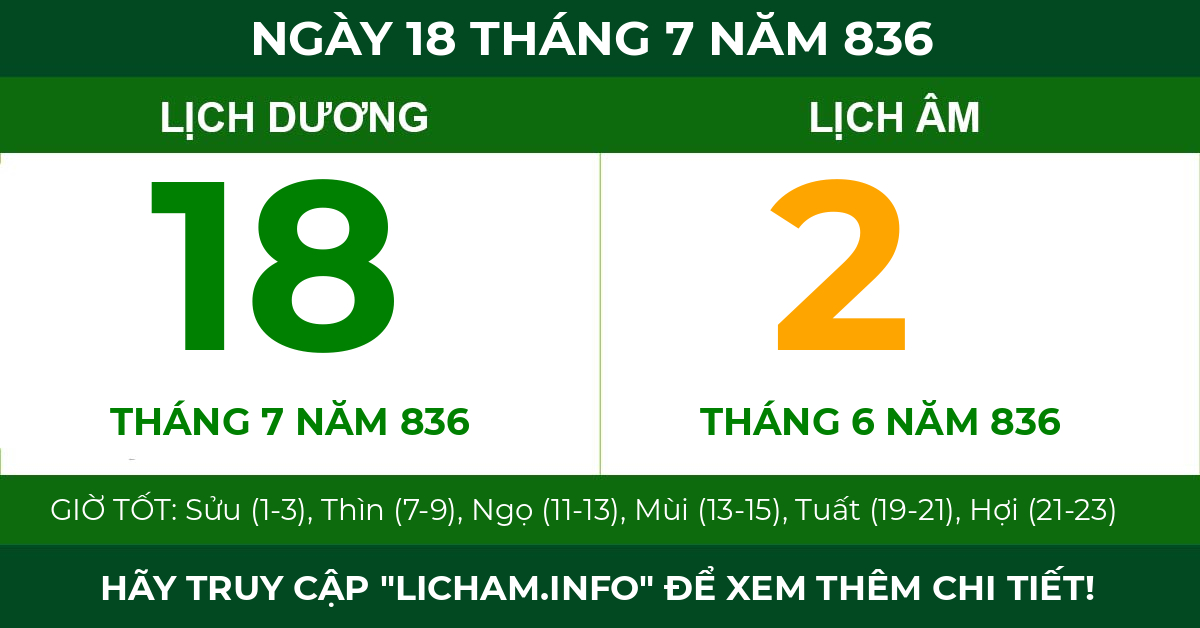 lịch âm ngày 18 tháng 7 năm 836