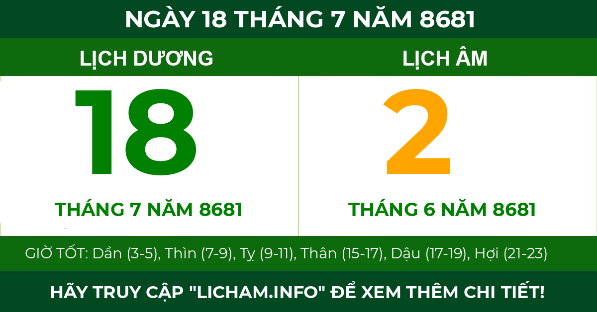 lịch âm ngày 18 tháng 7 năm 8681