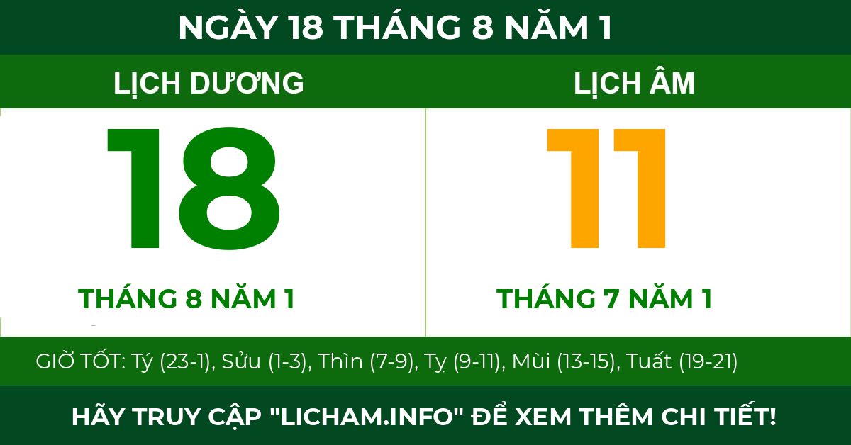 lịch âm ngày 18 tháng 8 năm 1