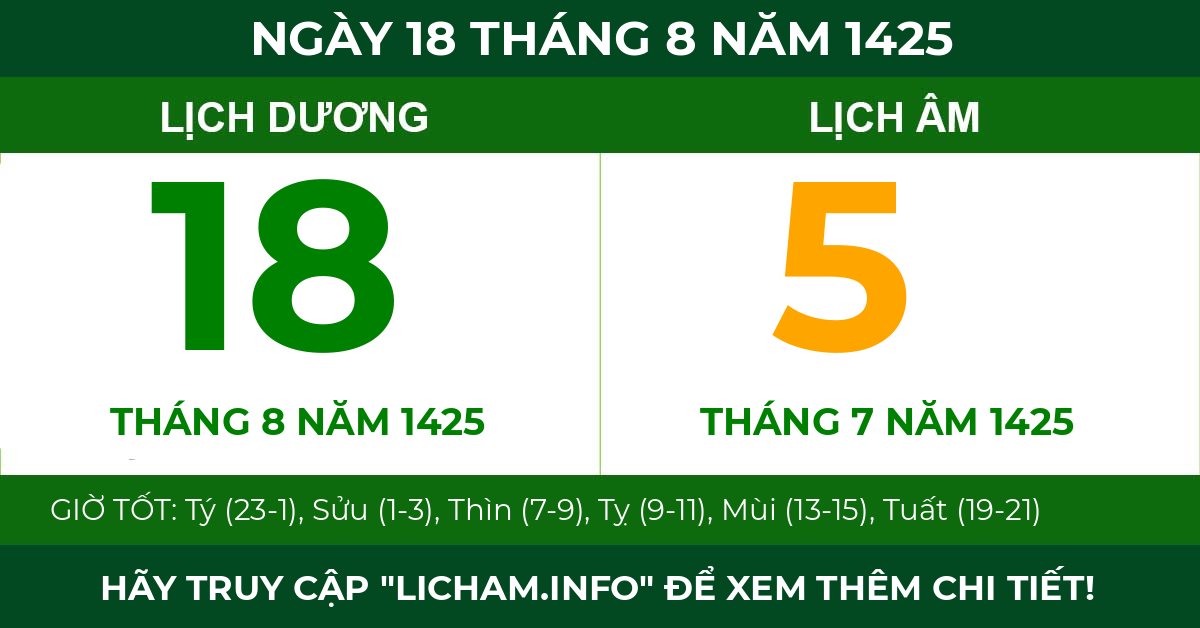 lịch âm ngày 18 tháng 8 năm 1425