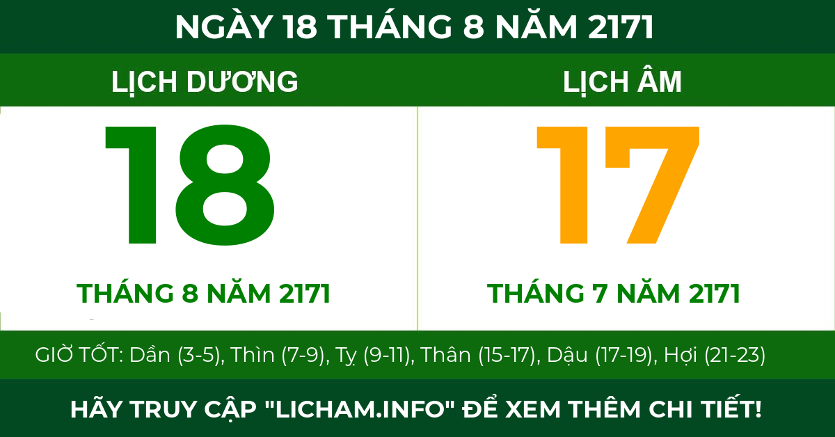 lịch âm ngày 18 tháng 8 năm 2171