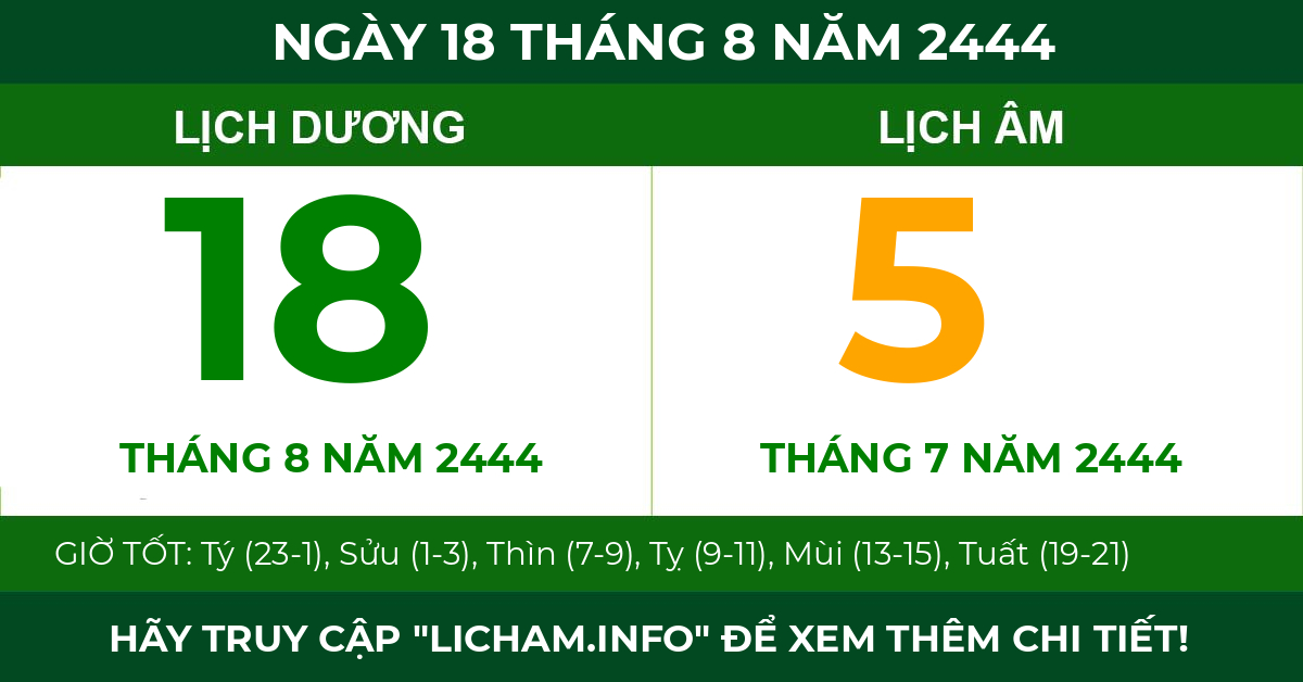 lịch âm ngày 18 tháng 8 năm 2444