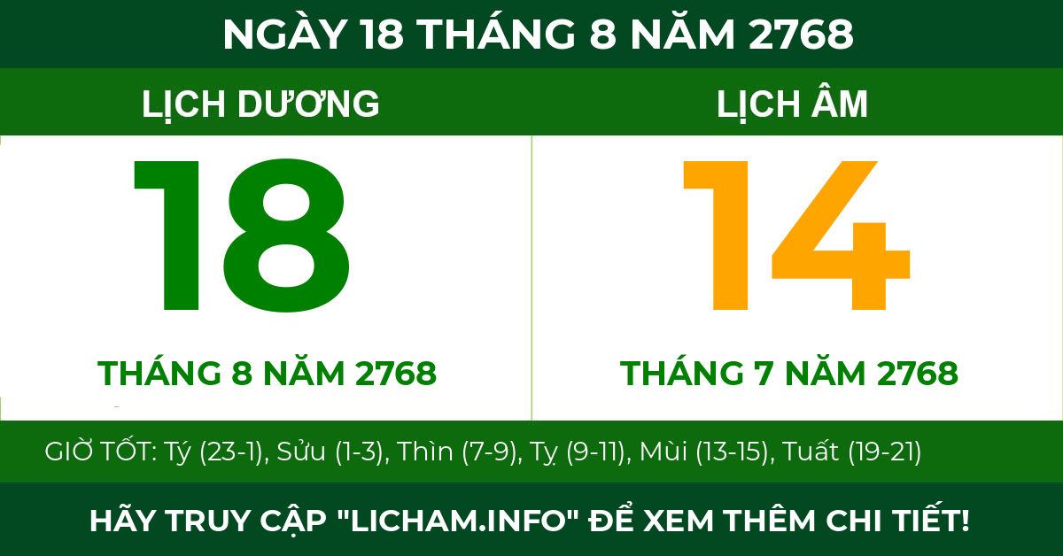 lịch âm ngày 18 tháng 8 năm 2768
