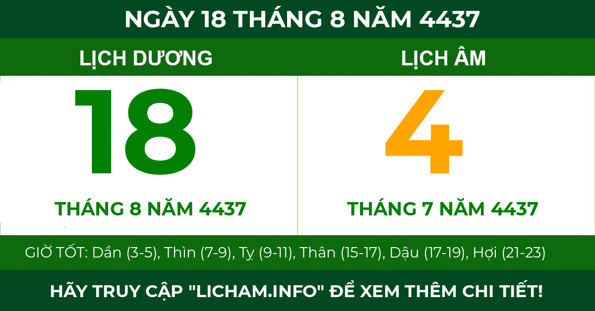 lịch âm ngày 18 tháng 8 năm 4437