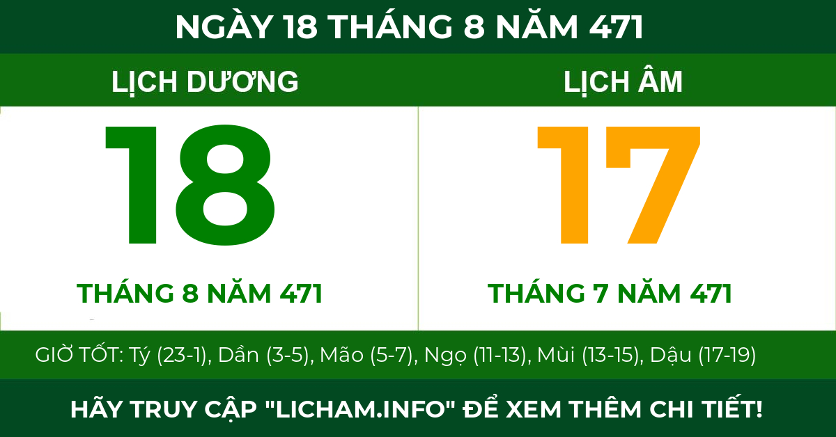 lịch âm ngày 18 tháng 8 năm 471