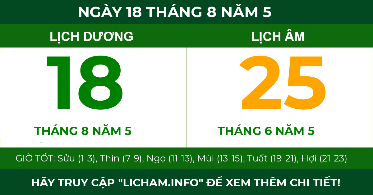 lịch âm ngày 18 tháng 8 năm 5
