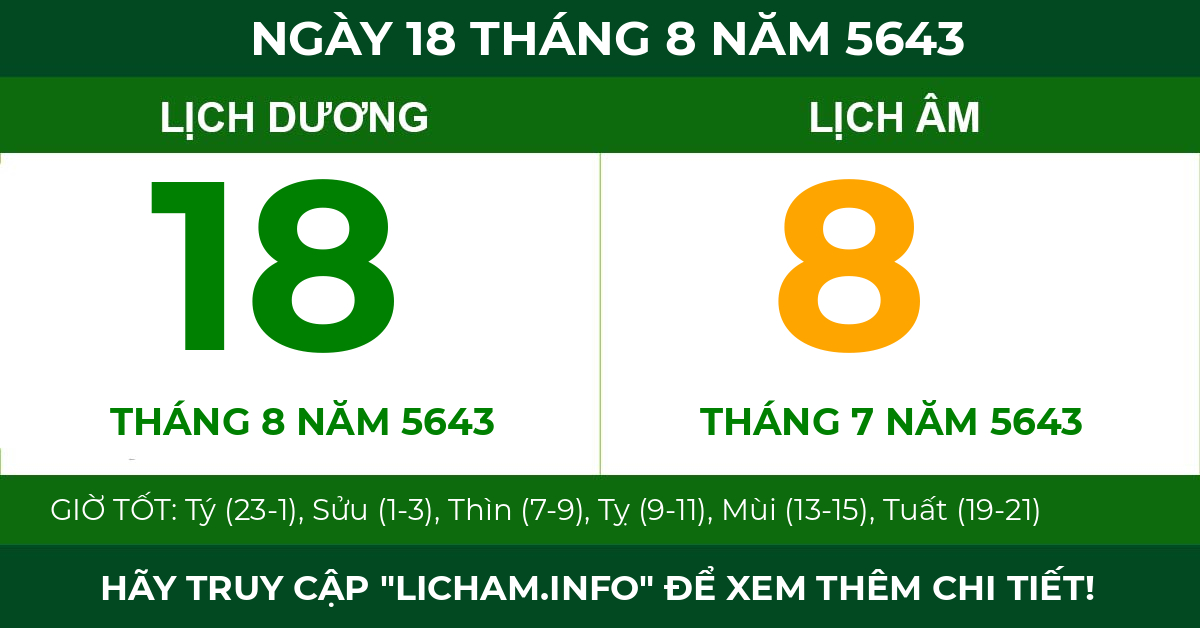 lịch âm ngày 18 tháng 8 năm 5643